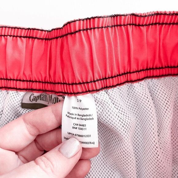 Captain Morgan Mens Drawstring Board Shorts Swimming Trunks Red Black Small - Picture 4 of 9